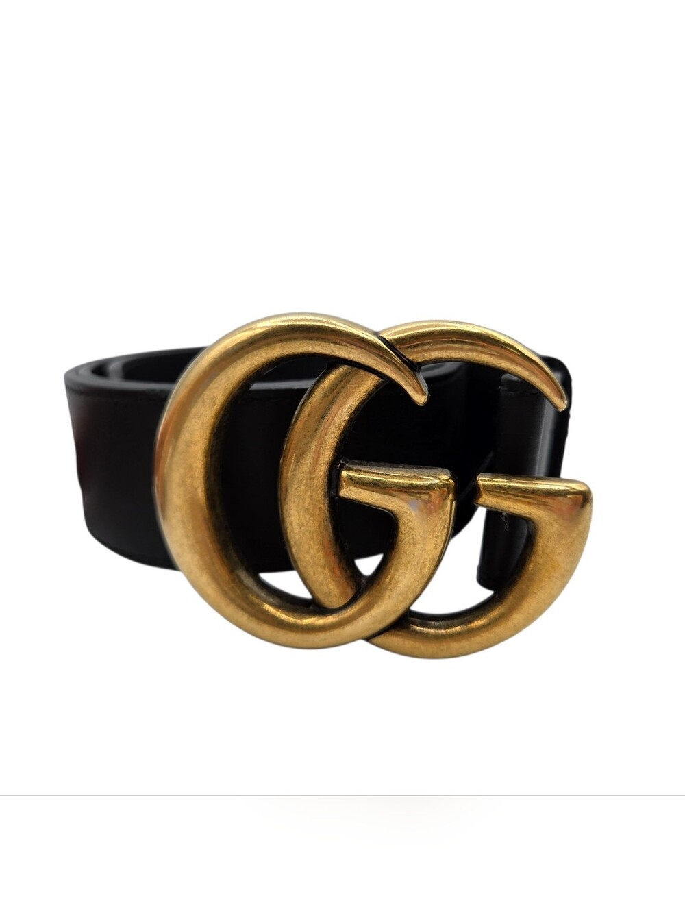 Gucci Double G Logo Black Leather Belt